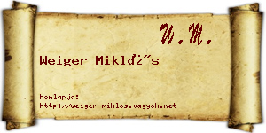 Weiger Miklós névjegykártya